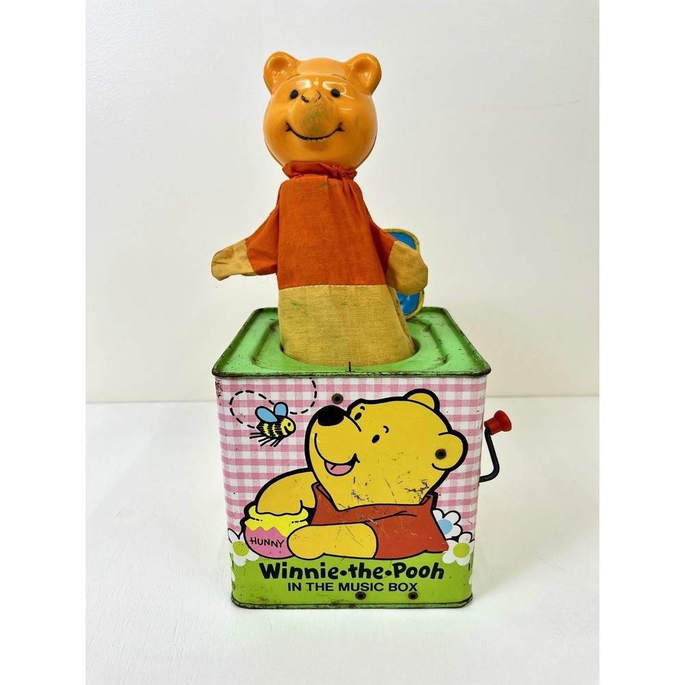 Vintage 1977 Winnie the Pooh Tin Music Jack-in-the-Box - As Is/Decor Only